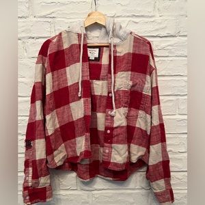 American Eagle cropped flannel hoodie